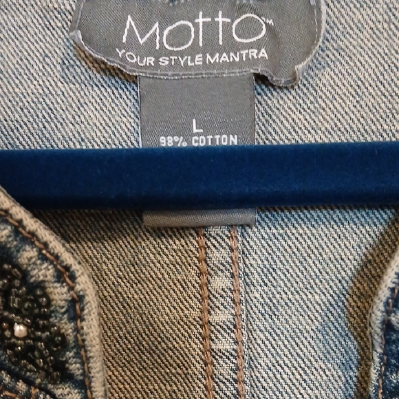 MOTTO Blue Denim Jacket with Black Studs - Picture 2 of 12